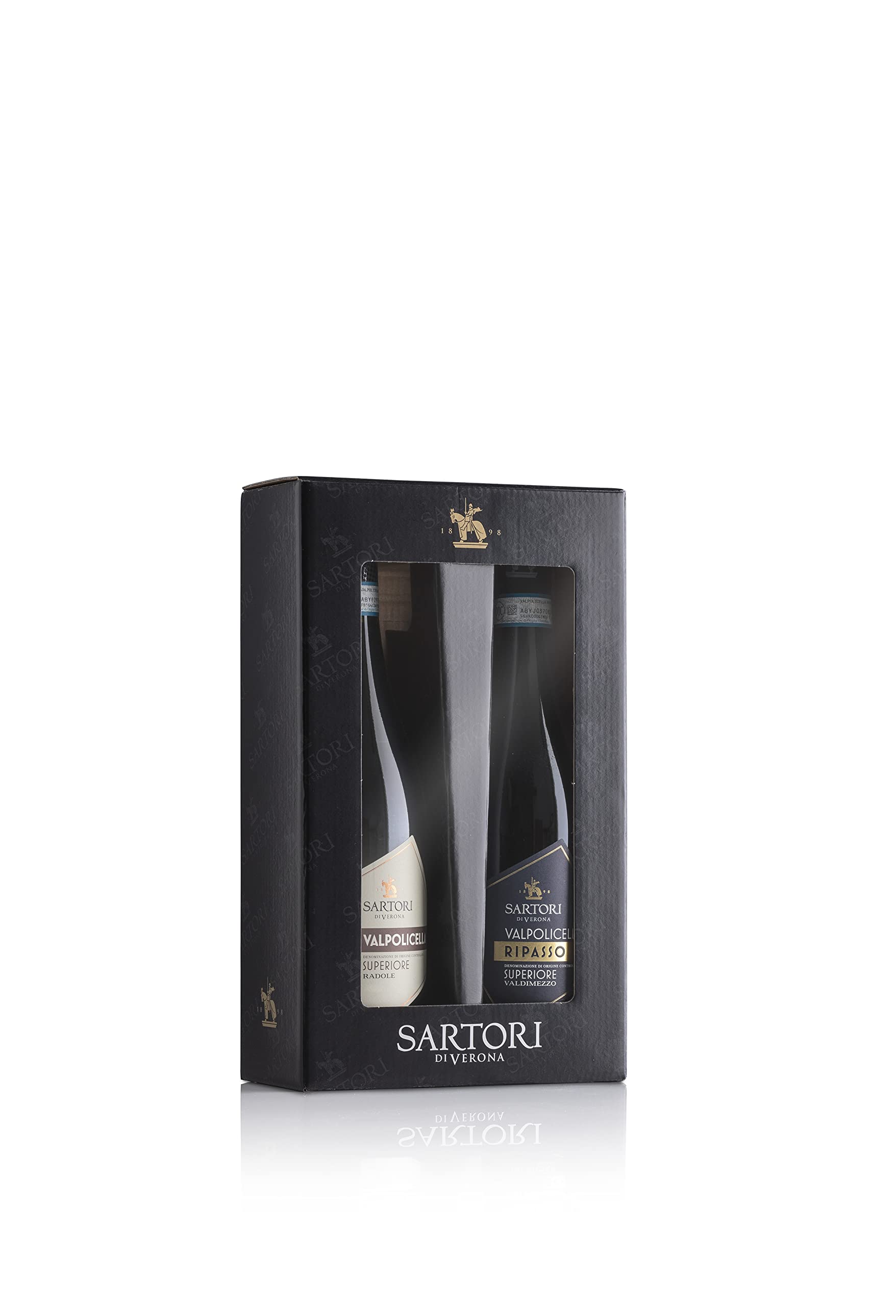 Sartori Casa Vinicola - "Sapori della Valpolicella" Pack 2 x 750 ml, Vino Rosso Ripasso e Superiore, Regalo in Cassone, 